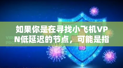 如果你是在寻找小飞机VPN低延迟的节点，可能是指某个特定的VPN服务提供商或项目。如果小飞机VPN是你熟悉的某个服务，建议直接访问其官方网站或联系其客服以获取具体的节点信息和选择