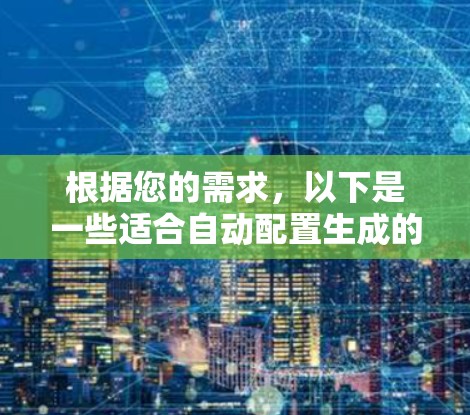 根据您的需求,以下是一些适合自动配置生成的工具和方法,帮助您轻松管理配置文件 根据您的需求,以下是一些适合自动配置生成的工具和方法,帮助您轻松管理配置文件